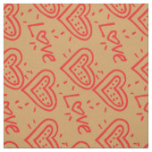 Hübsche rote Doodles Herz-Liebe Muster Stoff (Muster)