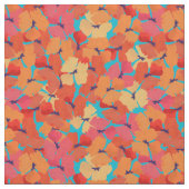 Hübsche rote Feldeblöcke auf Sky Blue Fabric Stoff (Nahaufnahme)