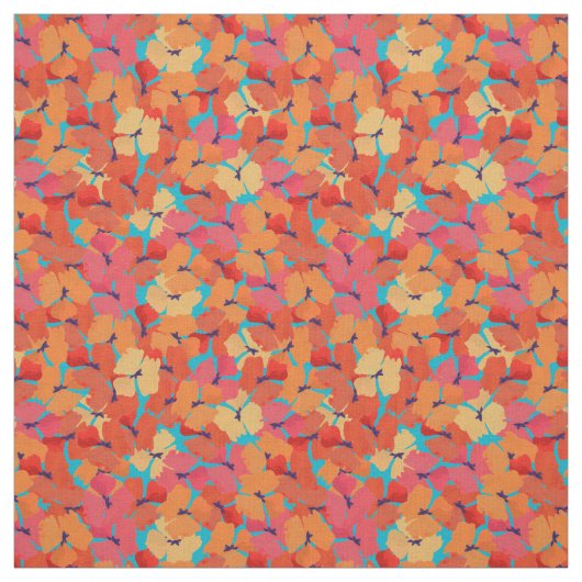 Hübsche rote Feldeblöcke auf Sky Blue Fabric Stoff (Muster)