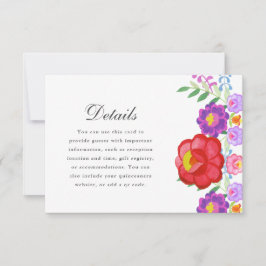 Hübsche Rote Fiesta Blumenstrauß Details RSVP Karte