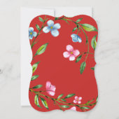 Hübsche Rote Flora Einladung zur Hochzeit (Rückseite)