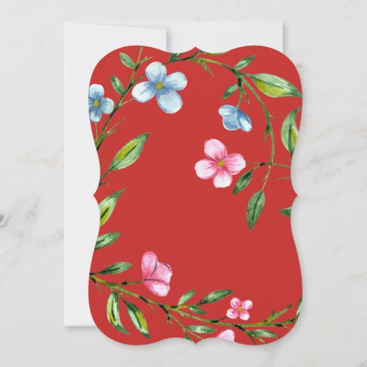 Hübsche Rote Flora Einladung zur Hochzeit (Rückseite)