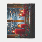 Hübsche rote Kerzen Weihnachtslichter rote Beeren Fleecedecke (Vorderseite)