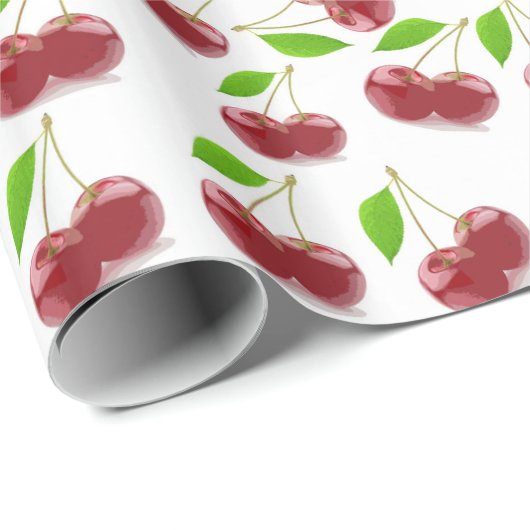 Hübsche Rote Kirschen Geschenkpapier (Rolleneckpunkt)