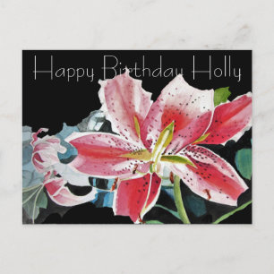 Hübsche rote Lilie Lilium florale Geburtstagspostk Postkarte
