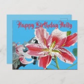 Hübsche Rote Lilium floral Geburtstag Postkarte (Vorne/Hinten)