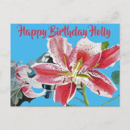 Hübsche Rote Lilium floral Geburtstag Postkarte