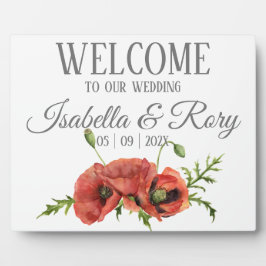 Hübsche Rote Poppies Hochzeitsempfang Fotoplatte