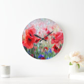 Hübsche Rote Pupien-Malerei Große Wanduhr (Zuhause)