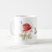 Hübsche rote Rose Kaffeetasse (Vorderseite Links)