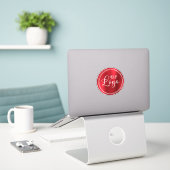 Hübsche Rote Rose Ombre Foil White Logo Aufkleber (Laptop auf Schreibtisch)