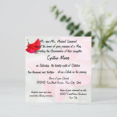 Hübsche Rote Rose Quinceanera Geburtstag Einladung (Stehend Vorderseite)