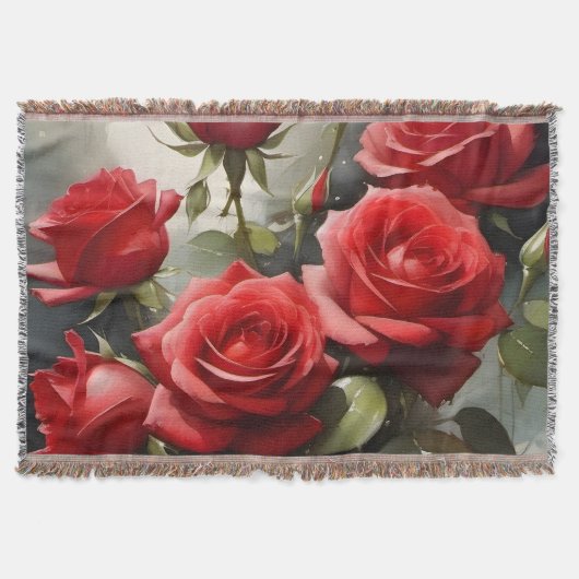 Hübsche rote Rosen Aquarellmalerei Decke (Vorderseite)