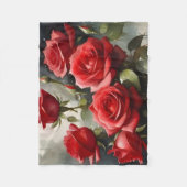 Hübsche rote Rosen Aquarellmalerei Fleecedecke (Vorderseite)