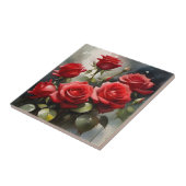 Hübsche rote Rosen Aquarellmalerei Fliese (Seite)