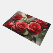 Hübsche rote Rosen Aquarellmalerei Fußmatte (Schrägansicht)