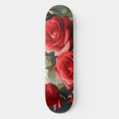 Hübsche rote Rosen Aquarellmalerei Skateboard (Vorderseite)