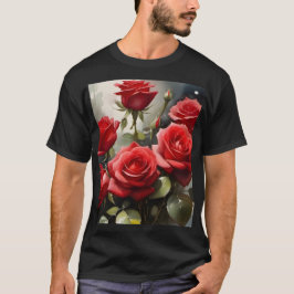 Hübsche rote Rosen Aquarellmalerei T-Shirt