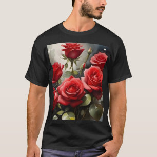 Hübsche rote Rosen Aquarellmalerei T-Shirt