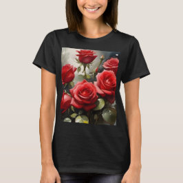 Hübsche rote Rosen Aquarellmalerei T-Shirt