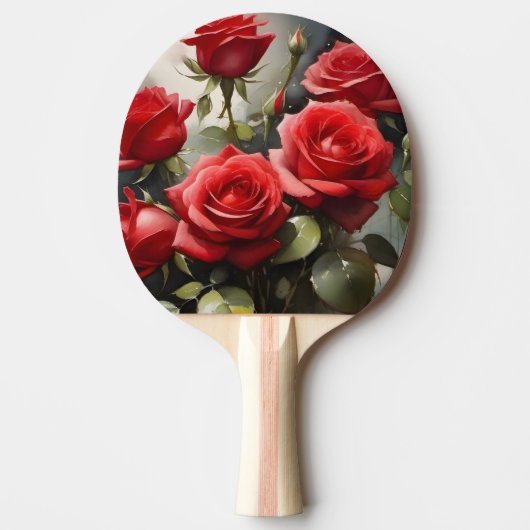 Hübsche rote Rosen Aquarellmalerei Tischtennis Schläger (Vorderseite)