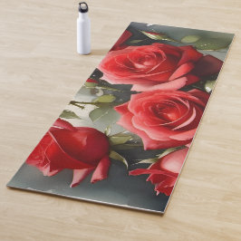 Hübsche rote Rosen Aquarellmalerei Yogamatte