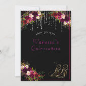 Hübsche Rote Rosen funkeln Sterne Hoch Heels Quinc Einladung (Vorderseite)