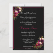 Hübsche Rote Rosen funkeln Sterne Hoch Heels Quinc Einladung (Rückseite)