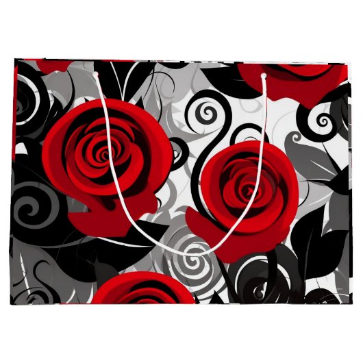 Hübsche Rote Rosen Geschenktasche Große Geschenktüte (Rückseite)