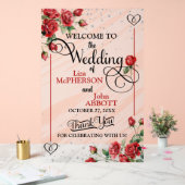 Hübsche Rote Rosen Hochzeitsfeier Acrylschild (Hochzeit)