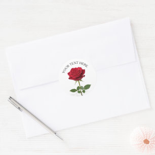 Hübsche rote Rosenblume romantischer Brauch Runder Aufkleber
