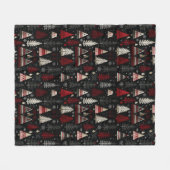 Hübsche rote, schwarze weiße Weihnachtsbäume Fleecedecke (Vorderseite (Horizontal))