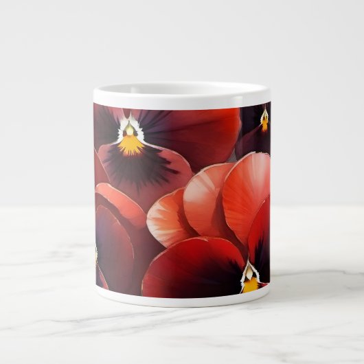 Hübsche rote Stiefmütterchen Aquarellmalerei Jumbo-Tasse (Vorderseite)