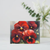 Hübsche rote Stiefmütterchen Aquarellmalerei Postkarte (Stehend Vorderseite)