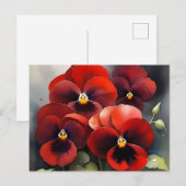 Hübsche rote Stiefmütterchen Aquarellmalerei Postkarte (Vorne/Hinten)