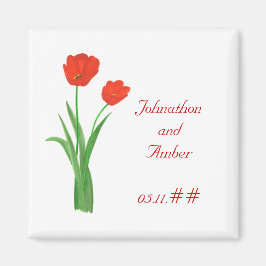 Hübsche Rote Tulips Save the Date Hochzeitsmagnete Magnet