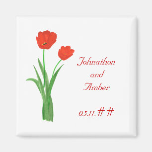 Hübsche Rote Tulips Save the Date Hochzeitsmagnete Magnet