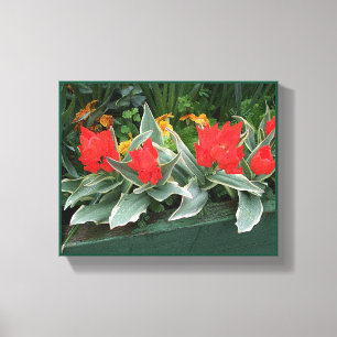 Hübsche rote Tulpen farbenfroh hell moderne Blumen Leinwanddruck