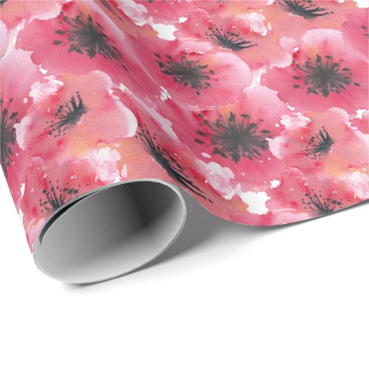 Hübsche Rote Wasserfarben Geschenkpapier (Rolleneckpunkt)