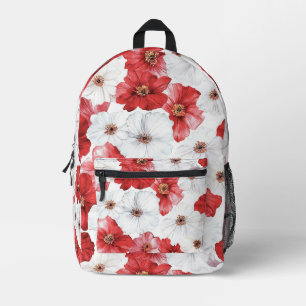 Hübsche rote weiße Blumen Bedruckter Rucksack