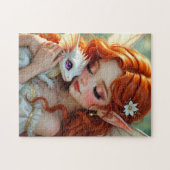 Hübsche Rothaarfee mit Drachen Puzzle (Horizontal)