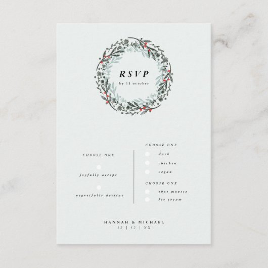 Hübsche RSVP-Karte mit Menüwahl Begleitkarte (Vorderseite)