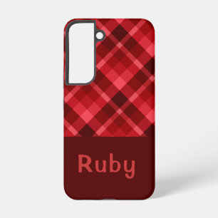 Hübsche Rubinrote Karo-Monogramm-Handyhülle Samsung Galaxy Hülle