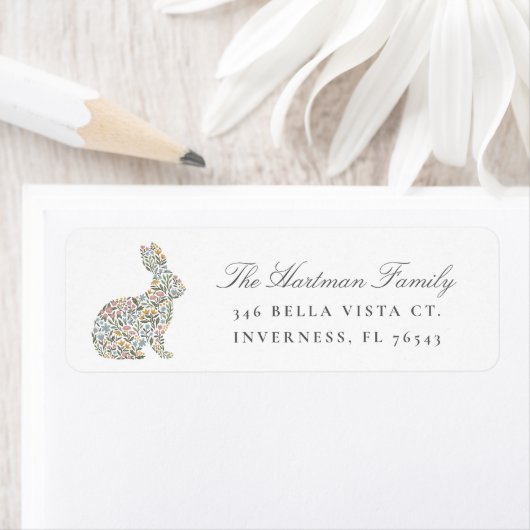 Hübsche Rücksendeadresse des Floral Kaninchens Frü (Insitu)