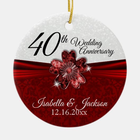 Hübsche Rudy Blume Anniversary Keepake Keramik Ornament (Vorne)