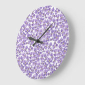 Hübsche Rundmauer-Uhr, Violetten und Karo Gingham Große Wanduhr (Winkel)