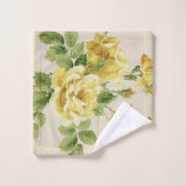 Hübsche Rustikal-Chic-Gelbe Rosen auf Trellis Badhandtuch Set (Waschlappen)