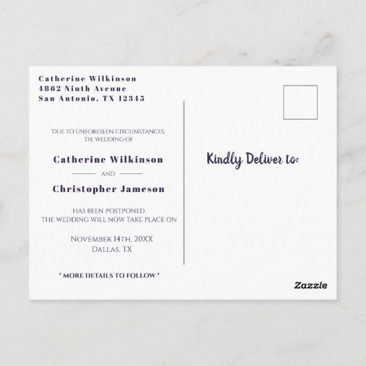 Hübsche Rustikale Blumenhochzeit aufgeschoben Postkarte (Rückseite)