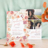 Hübsche rustikale boho floral 3 Fotos Abschluss Einladung