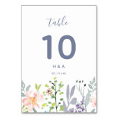 Hübsche rustikale botanische Hochzeit Tischnummer (Rückseite)